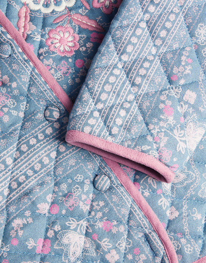 Embroidered Paisley Quilted Jacket, Blue (BLUE), large