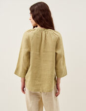 Gianna Linen Top, Green (LIME), large