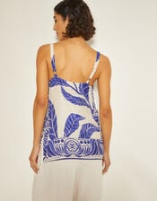 Dinah Leaf Print Cami Top, White (WHITE), large