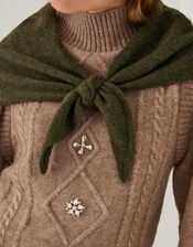 Fae Knitted Neckerchief, Green (KHAKI), large