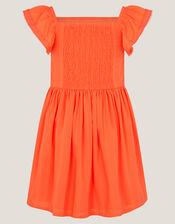 Floral Embroidered Square Neck Dress, Orange (ORANGE), large