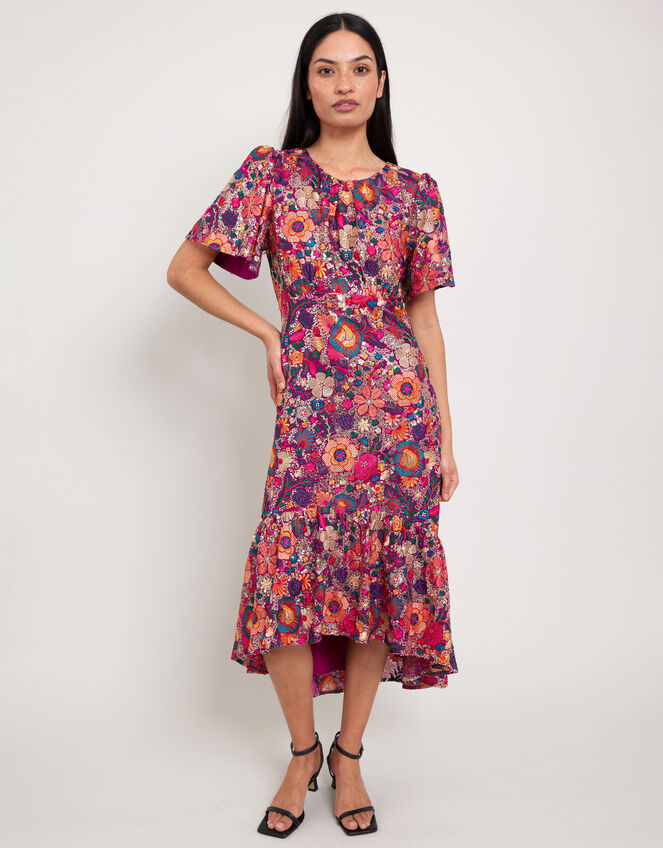 East Floral Print Midi Dress, Multi (MULTI), large