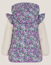 Baby Fairy Floral Faux Shearling Jacket, Purple (PURPLE), large