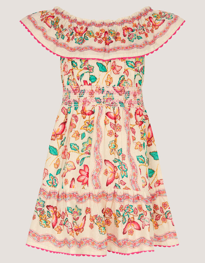 Jelena Butterfly Print Bardot Dress, Ivory (IVORY), large