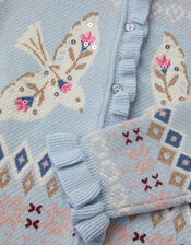 Swallow Fair Isle Cardigan, Blue (BLUE), large