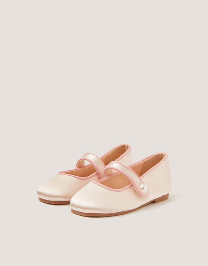 Pearl Strap Satin Walker Shoes, Ivory (IVORY), large