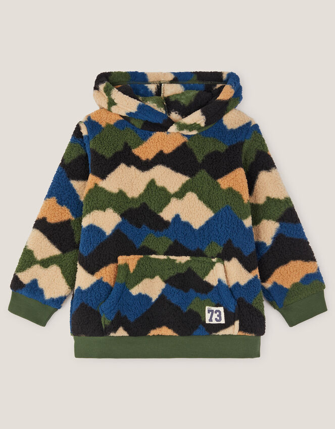 Camo Mountain Fleece Hoodie, Green (GREEN), large