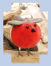 Fiona Walker Large Velvet Standing Christmas Robin, , large