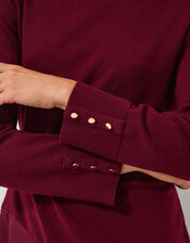 Saz Asymmetrical Mix Satin Midi Dress, Red (BERRY), large