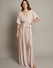 Jillian Drape Tie Waist Bridesmaid Dress, Pink (PINK), large