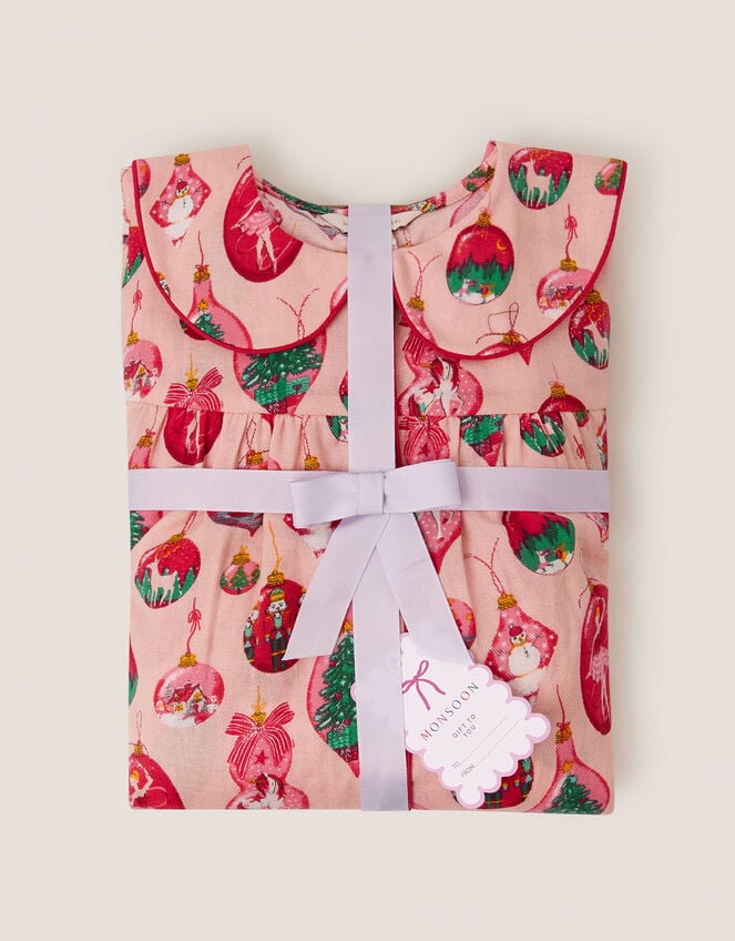 Christmas Bauble Print Long Pyjamas Set, Pink (PINK), large