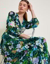Ani Floral Ruffle Dress, Green (GREEN), large