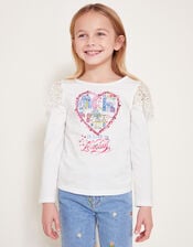 Love London Sequin Long Sleeve Top, Ivory (IVORY), large