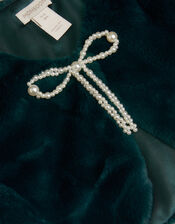 Marie Bow Faux Fur Shrug, Teal (TEAL), large