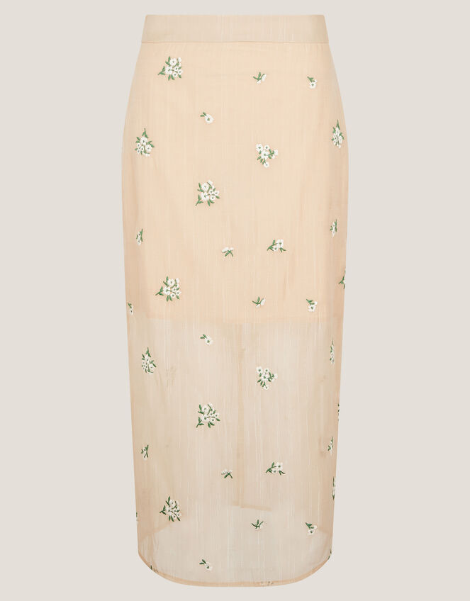 Sacha Embroidered Midi Skirt, Gold (GOLD), large