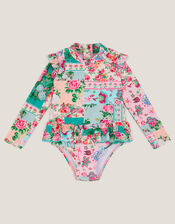 Baby Patchwork UPF50+ Long Sleeve Swimsuit, Green (GREEN), large