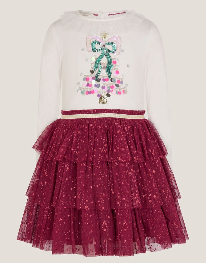 Christmas Tree Tulle Disco Dress, Red (RED), large