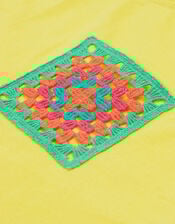 Frugi Crochet Pocket T-Shirt, Yellow (YELLOW), large