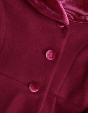 Velvet Shawl Collar Coat, Red (BURGUNDY), large