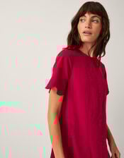 Orla Short Sleeve Broderie Midi Dress, Red (RED), large