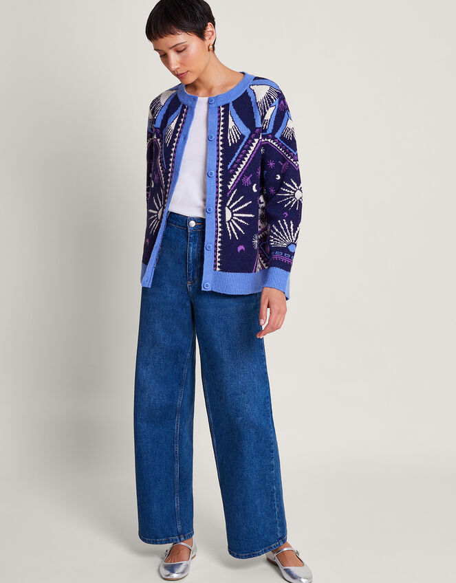 Elsie Print Cardigan, Blue (BLUE), large