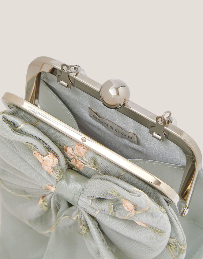 Embroidered Floral Bag & Bow Hair Clip Set , , large