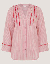 Ceres Frill Stripe Shirt, Red (RED), large