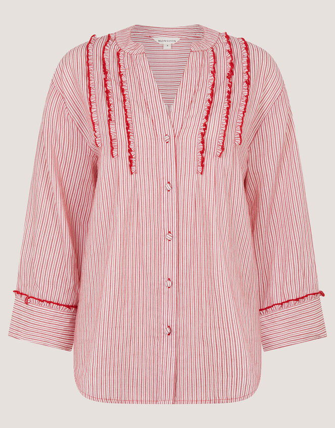 Ceres Frill Stripe Shirt, Red (RED), large