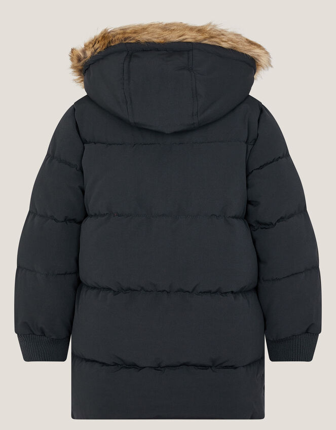 Mid Length Puffer Coat, Black (BLACK), large