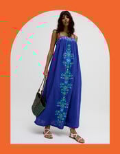 Raffya Thea Embroidered Maxi Dress, Blue (BLUE), large