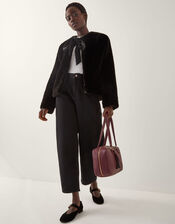 Farah Bow Faux Fur Jacket, Black (BLACK), large