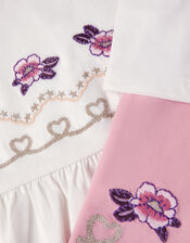 Baby Floral Heart Top & Leggings Set, Ivory (IVORY), large