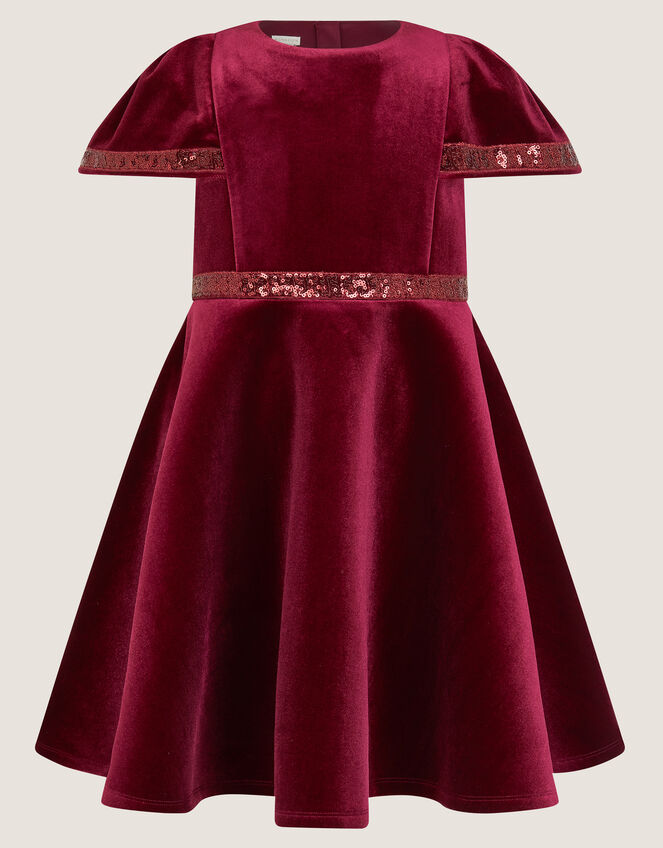 Viola Sequin Velvet Party Dress, Red (RED), large