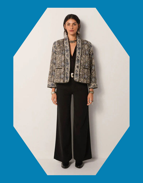 Maison Hotel Sugata Floral Quilted Jacket, Blue (BLUE), large