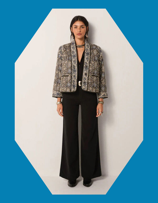 Maison Hotel Sugata Floral Quilted Jacket, Blue (BLUE), large