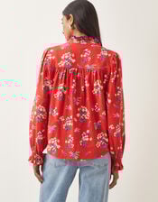 Sarah Frill Floral Print Shirt, Red (RED), large