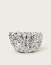 Sequin Embellished Ruched Bag, Silver (SILVER), large