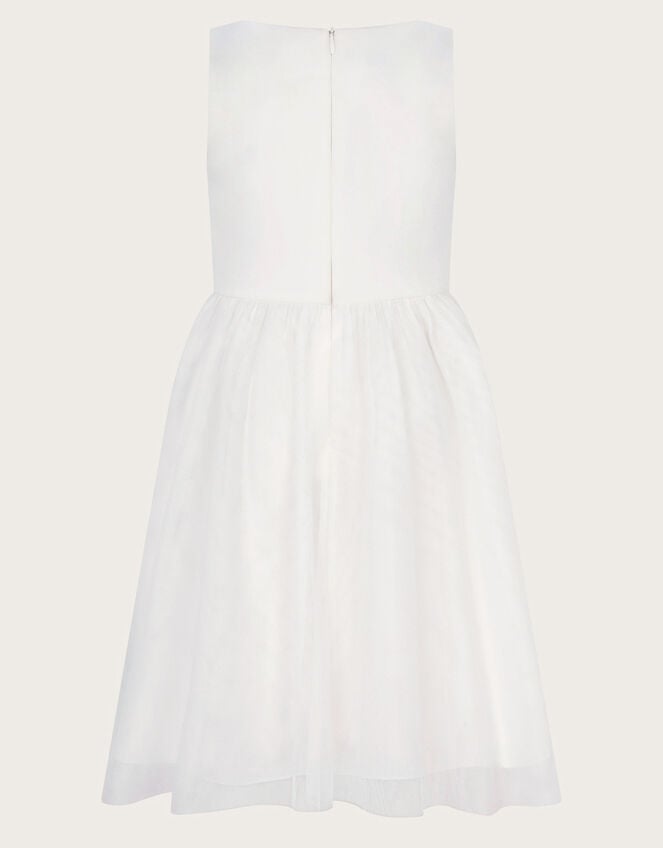 Fiorella Embroidered Scuba Dress, Ivory (IVORY), large