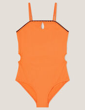 Textured Cut-Out Swimsuit, Orange (ORANGE), large