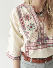Maison Hotel Nimirta Embroidered Blouse, Multi (MULTI), large