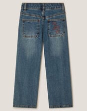 73 Logo Straight Leg Jeans, Blue (BLUE), large