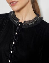 Beatrix Velvet Mini Dress, Black (BLACK), large