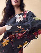 Clemence Camille Floral Print Jacquard Midi Dress, Black (BLACK), large