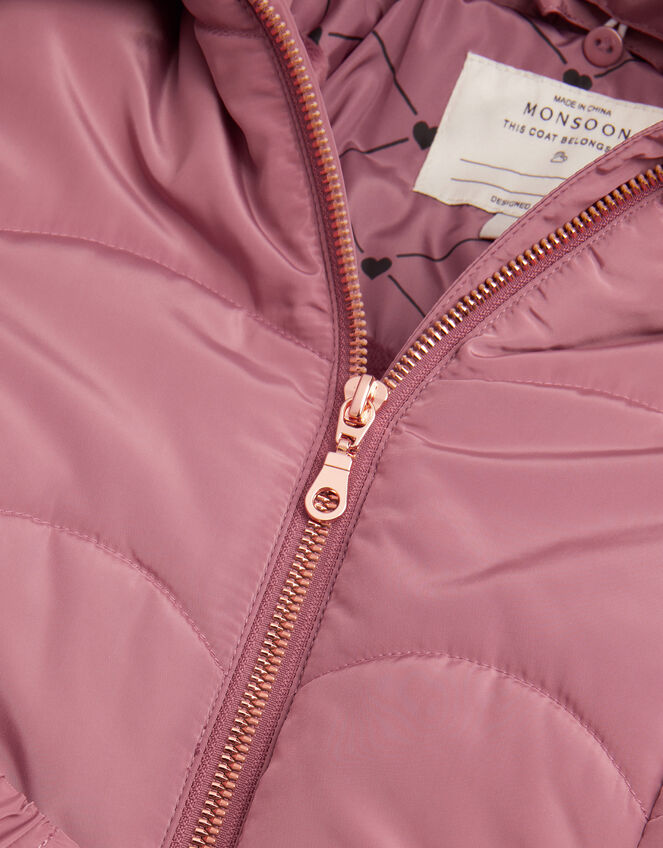 Belted Scallop Puffer Coat, Pink (PINK), large