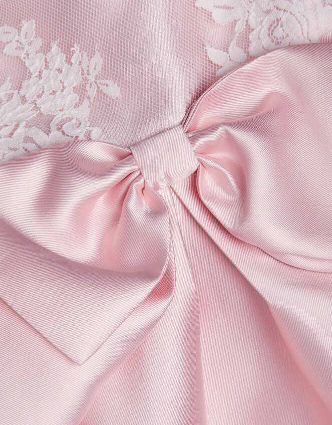 Baby Juniper Satin Lace Bow Bridesmaid Dress, Pink (PINK), large