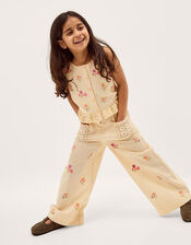 Cassia Floral Embroidered Top & Trousers Set, Cream (CREAM), large