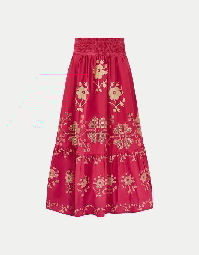East Diya Embroidered Maxi Skirt, Pink (PINK), large