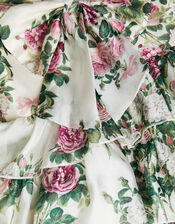 Raye Rose Print Organza Ruffle Dress, Ivory (IVORY), large