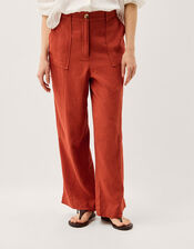 Jolie Wide Leg Linen Trousers, Orange (RUST), large