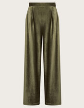 Shay Rib Wide Leg Trousers, Green (KHAKI), large